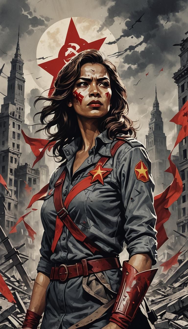 Kamala as Fierce Warrior in Propaganda Poster