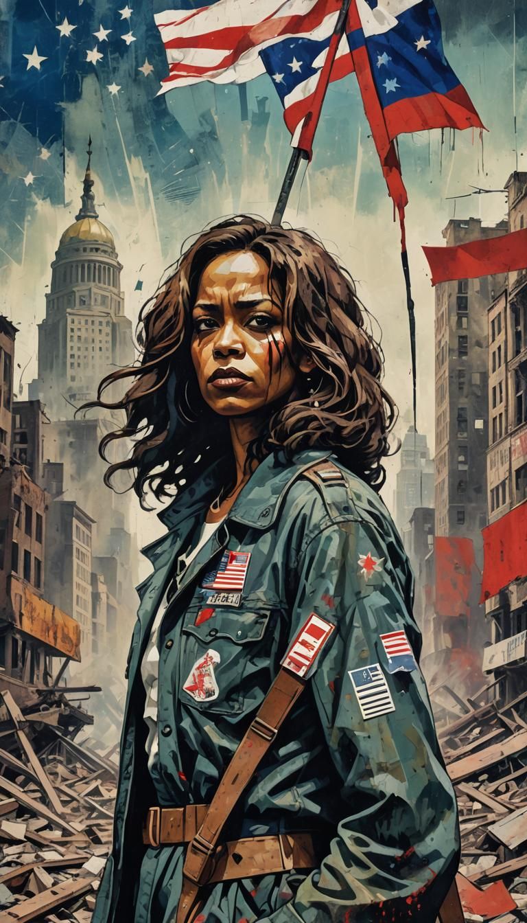 Dystopian Propaganda Art Featuring Kamala Harris