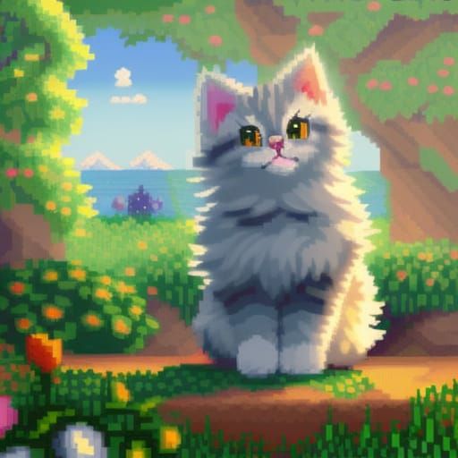 Cute Kitten Pixel Art in Stardew Valley Style