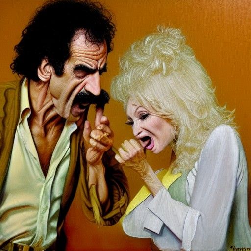 Zappa Sneezes on Parton: Gurney-esque Oil Painting