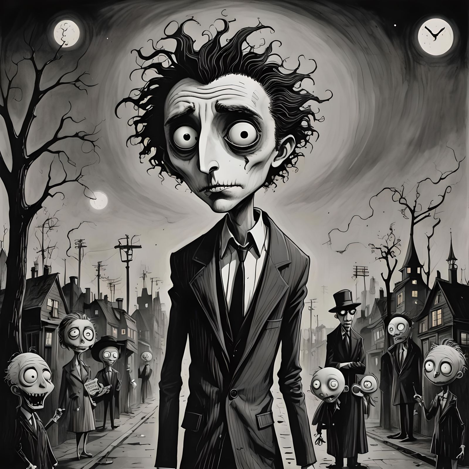 Noir Comic in Expressionist Style