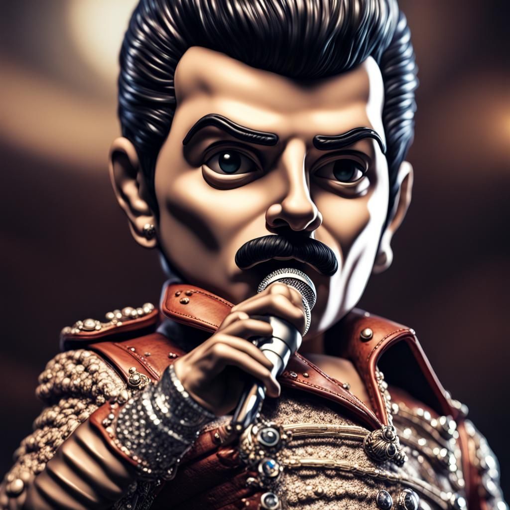 Hyperrealistic Chibi Freddie Mercury Portrait