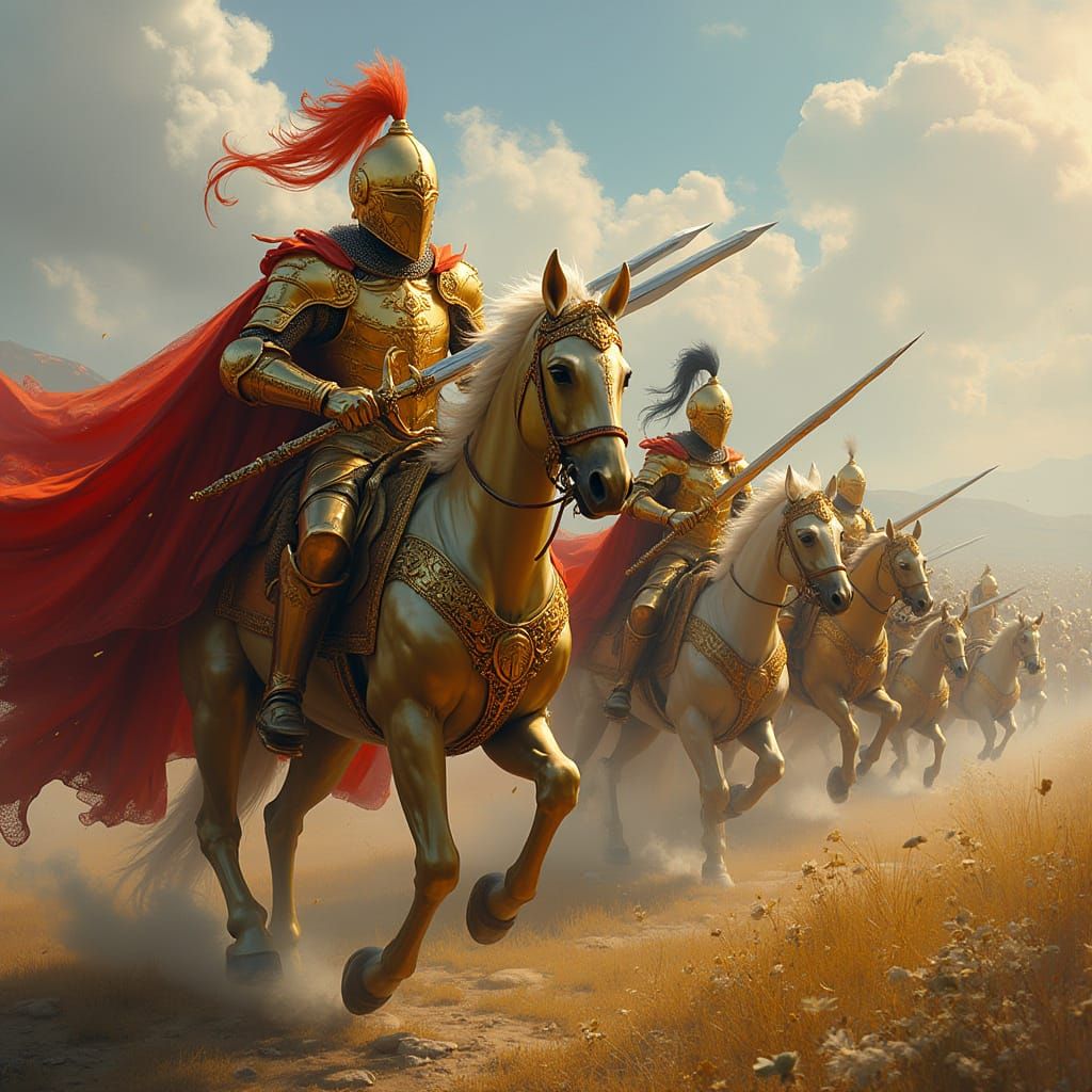 Baroque Knights Battle Invaders on Open Field