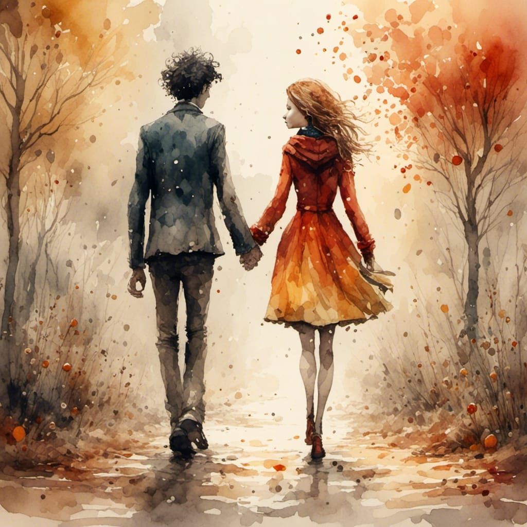 Tim Burton Inspired Watercolor Couple in CryEngine