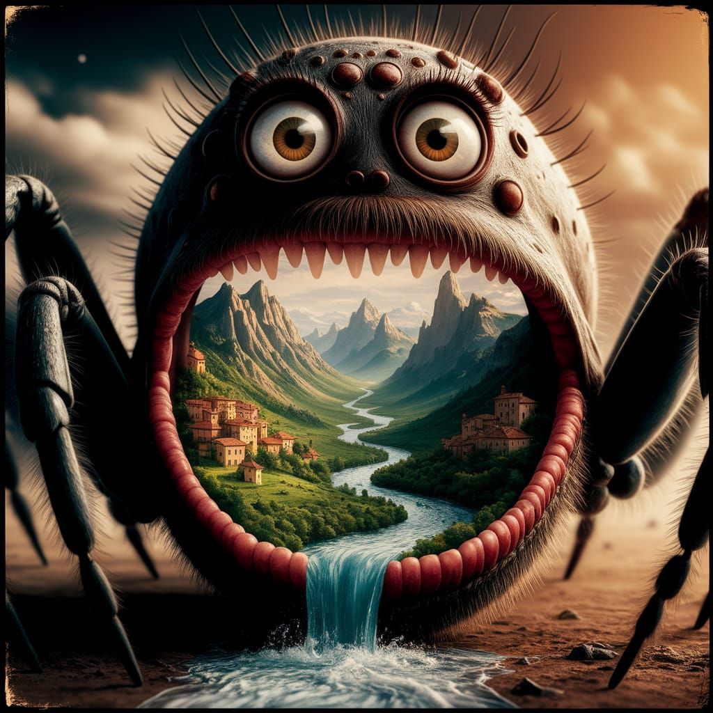 Spider Mouth Reveals Miniature Landscape