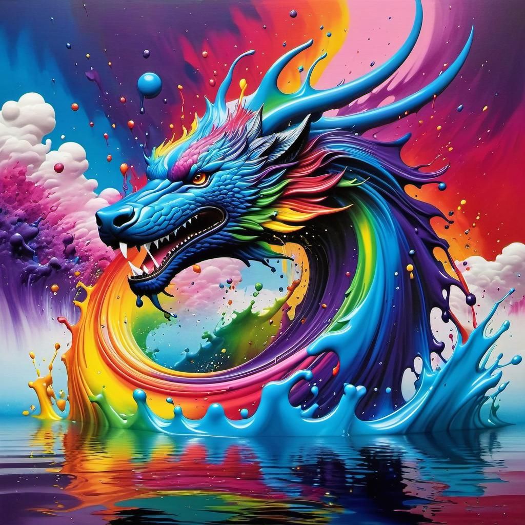 Colorful Dragon of Fluid and Rainbows