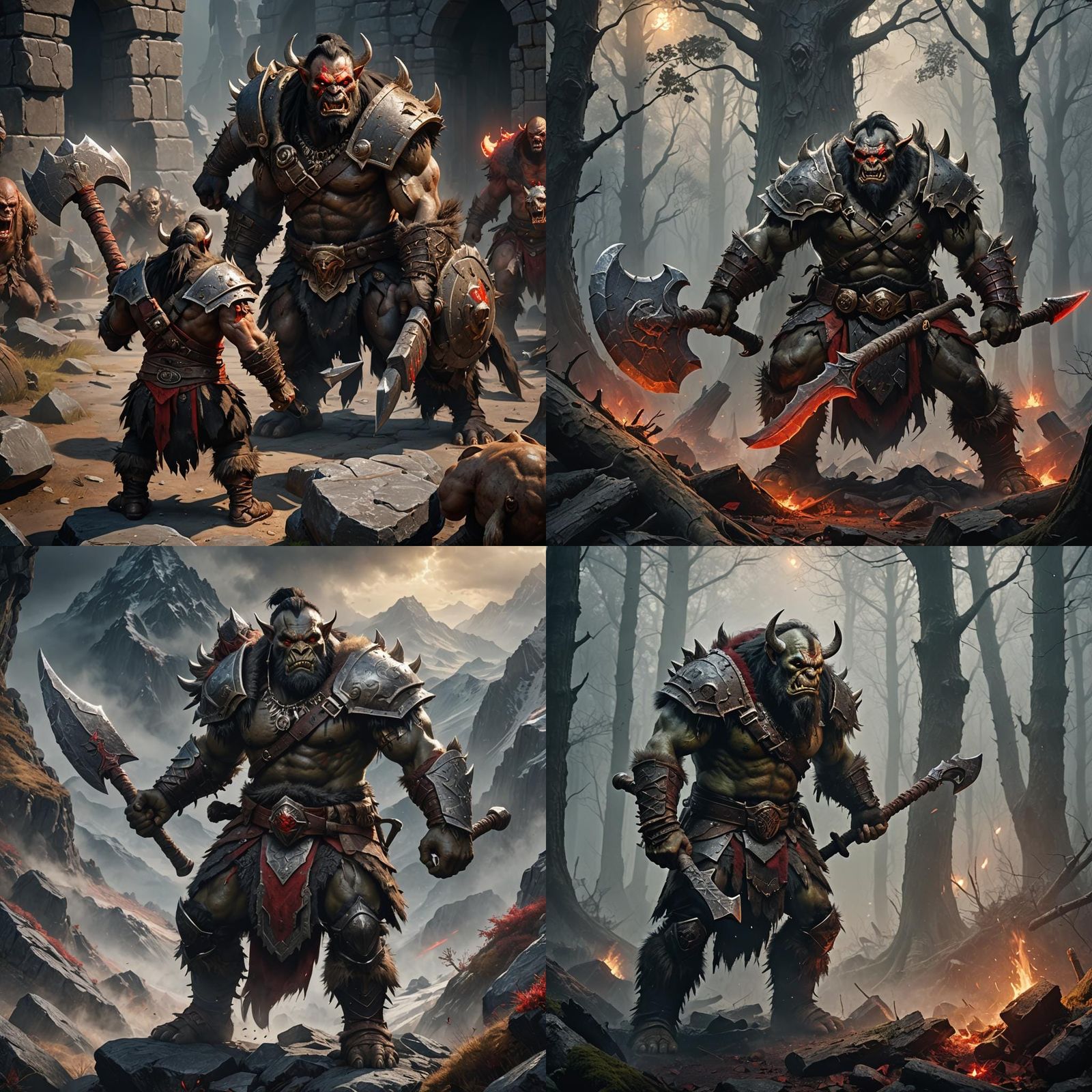 Orc Barbarian with Axe: Fantasy Art in 8K