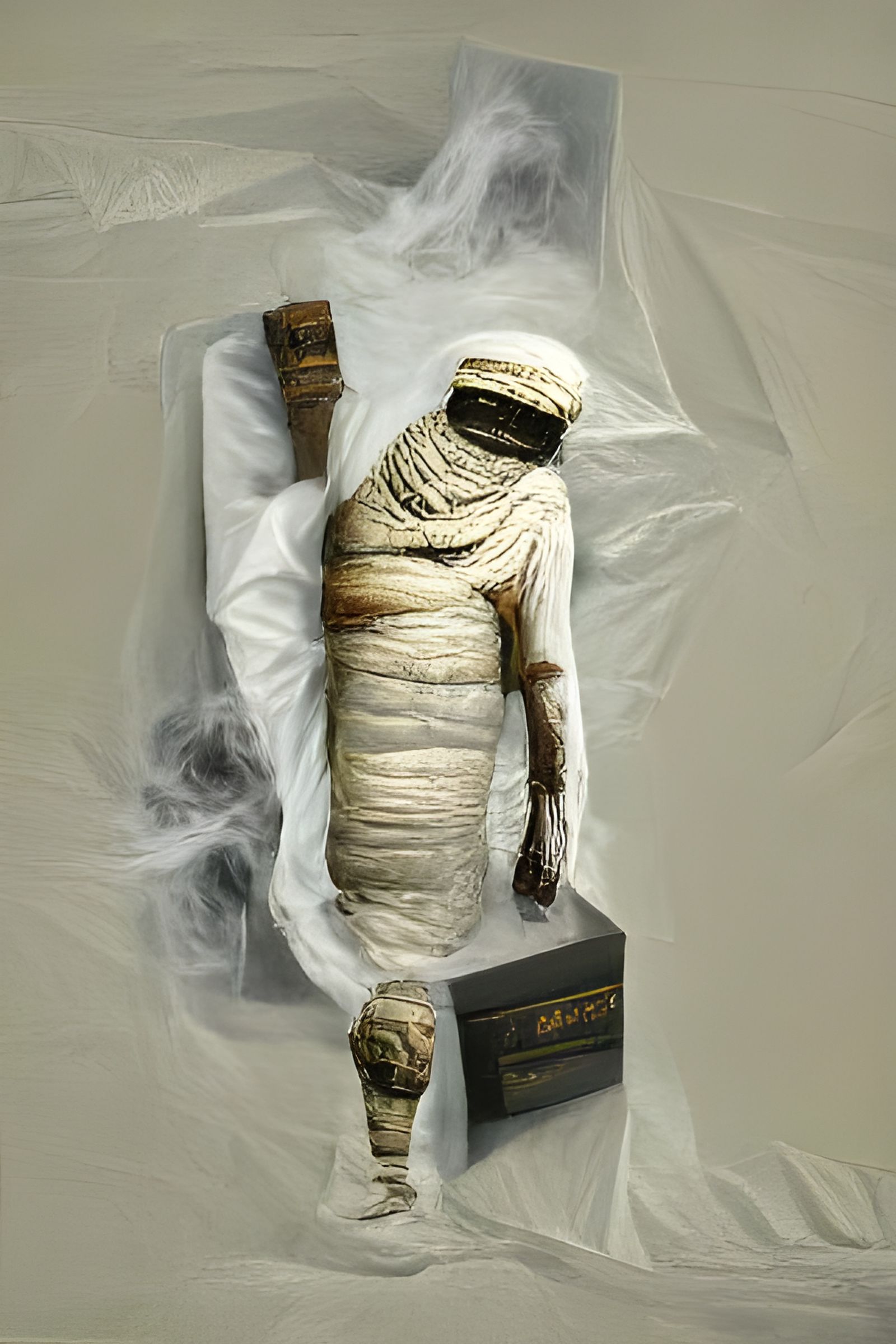 Eerie Mummy Shrouded in Black Smoke