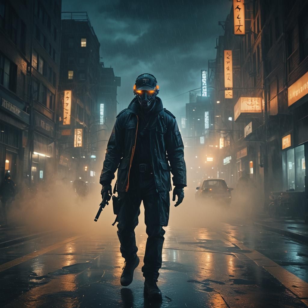 Dystopian Cityscape: Sleeper Trigger Glimmer in Film Noir