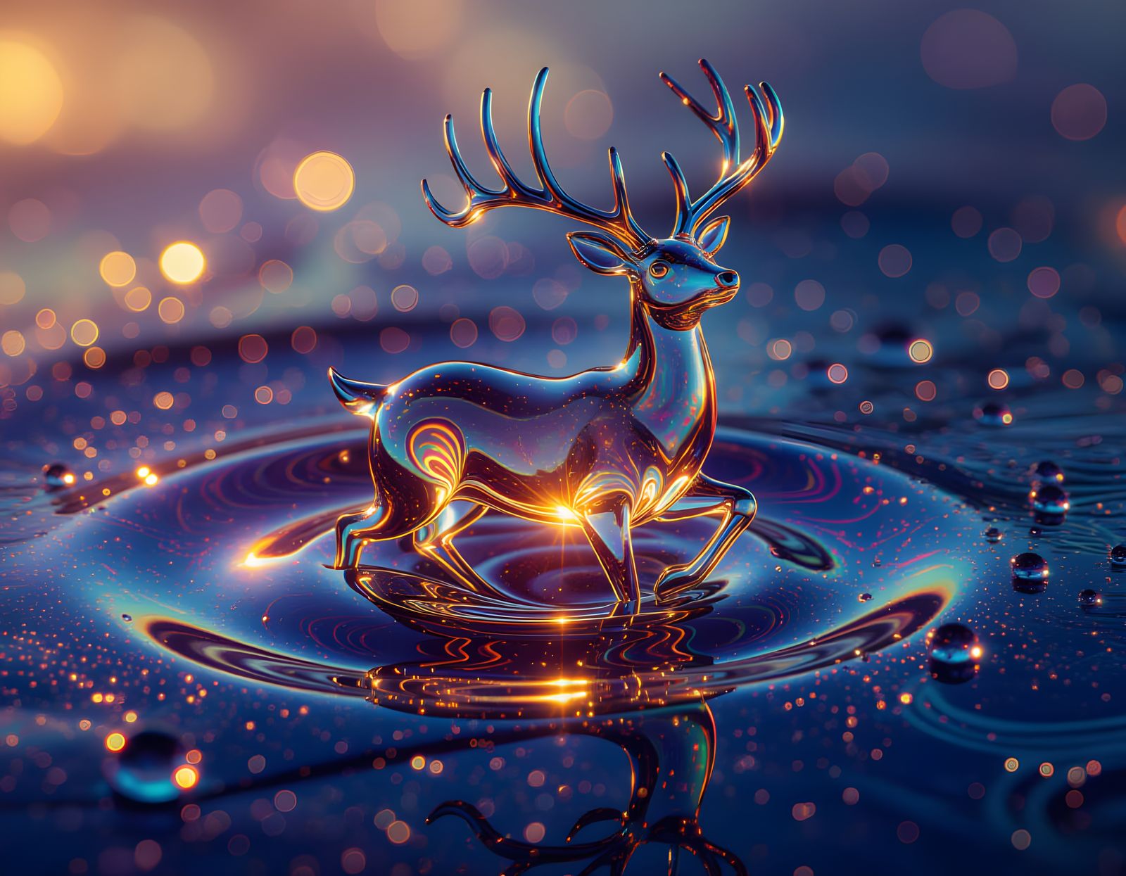 Molten Glass Deer: Abstract Iridescent Macro Art