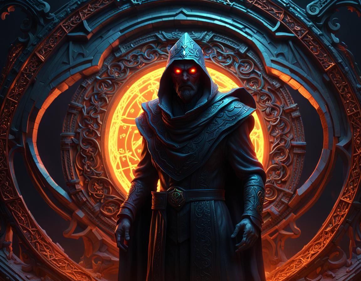 Shadowy Warlock Conjuring a Chaos Portal