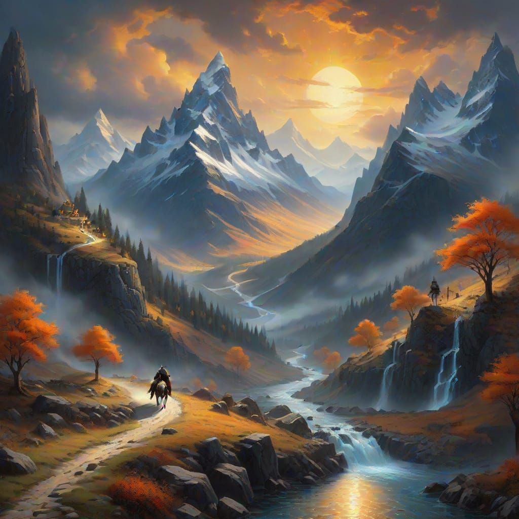 Fingolfin's Challenge: Epic Fantasy Oil Painting