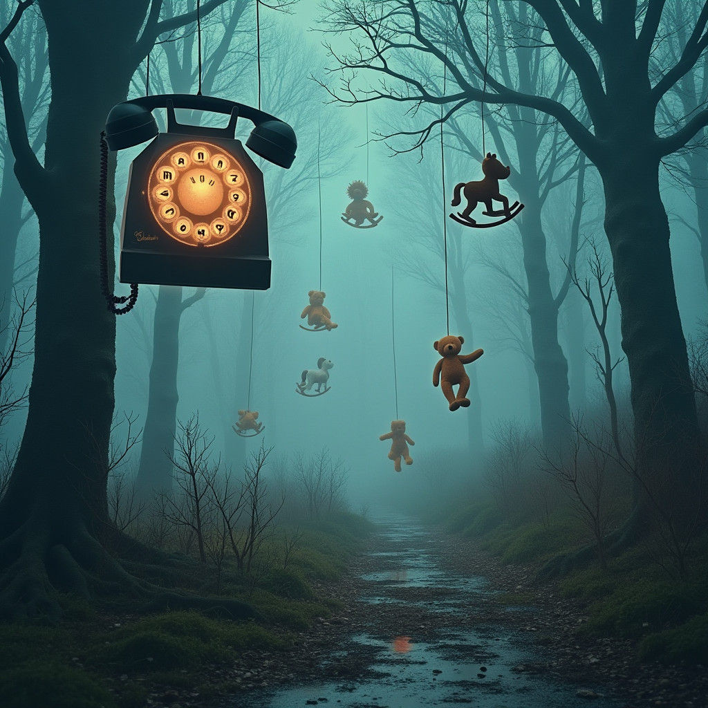 Dreamlike Room with Floating Toys in Surreal Style