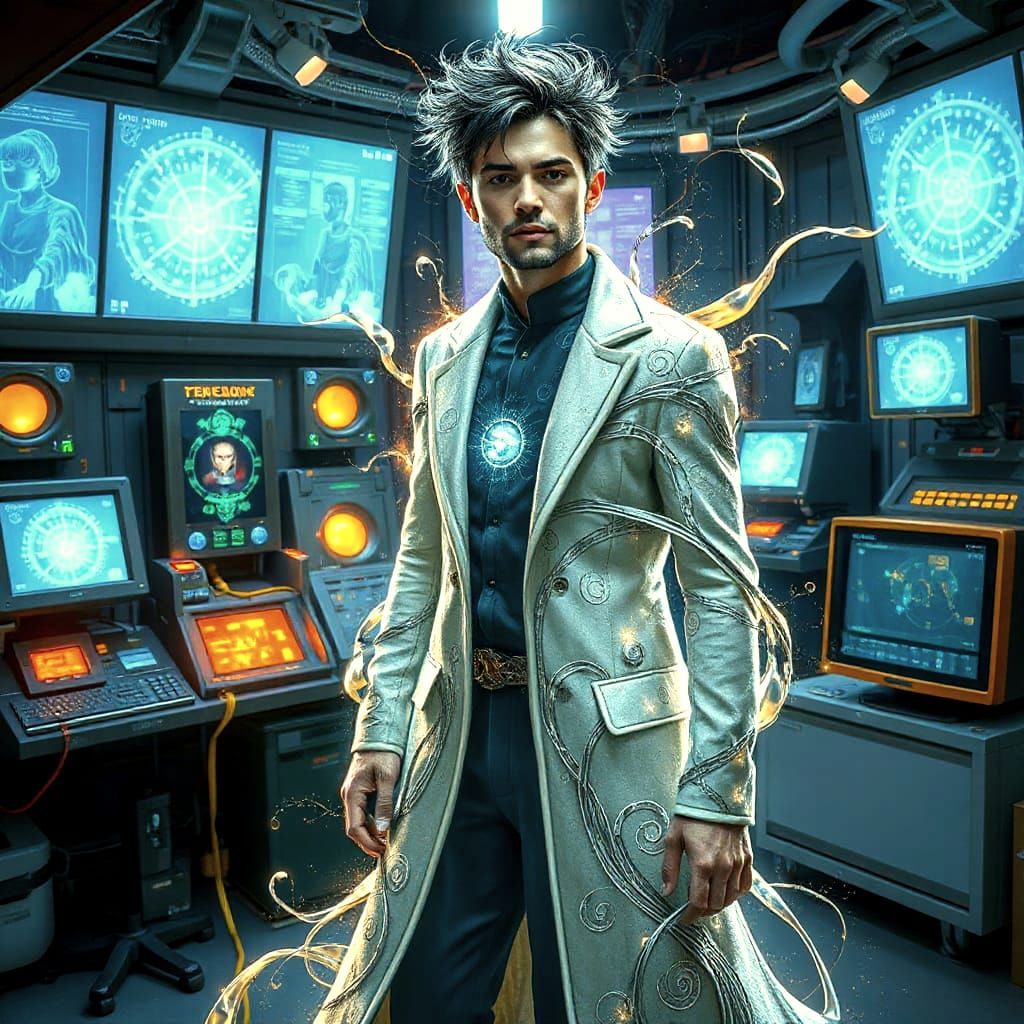 Quantum Spirit in Laboratory, Art Nouveau Style