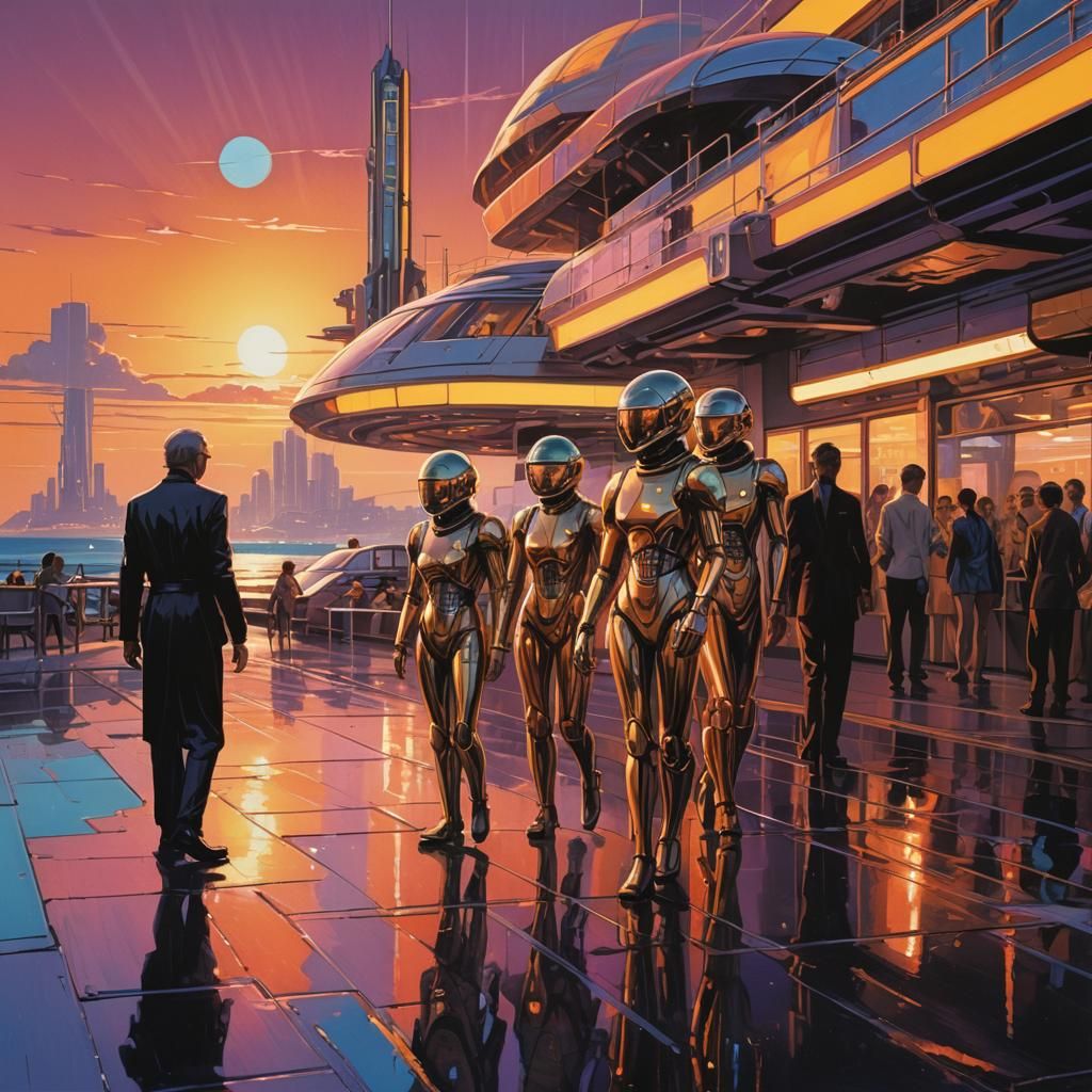 Interdimensional Machine on Earth in Retro-Futurist Style