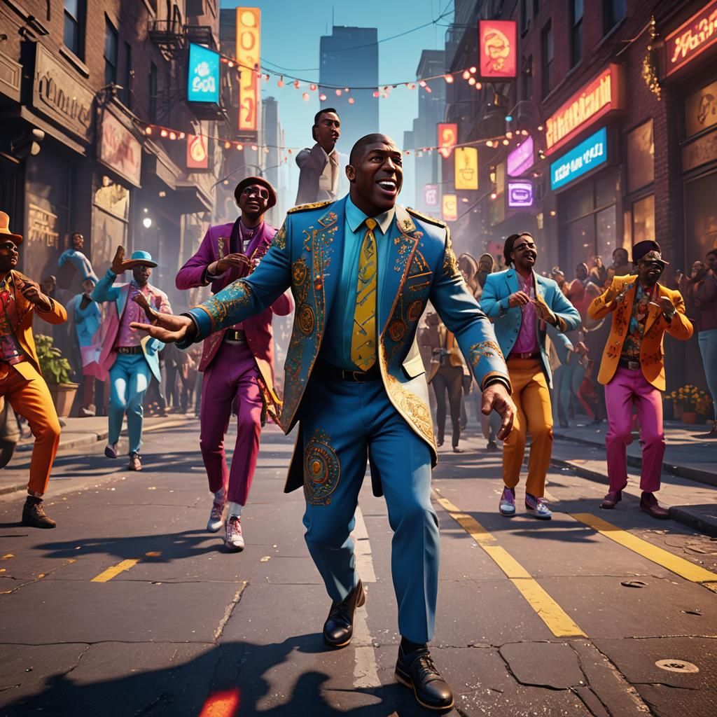 Magic Johnson as Sergeant Pepper in Dreamlike City