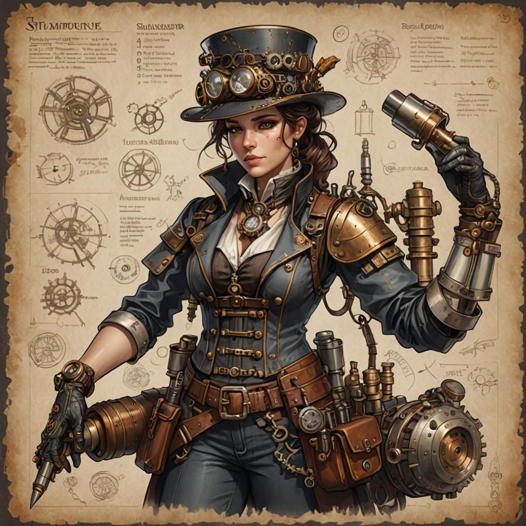 Wise Steampunk Engineer Character Sheet
