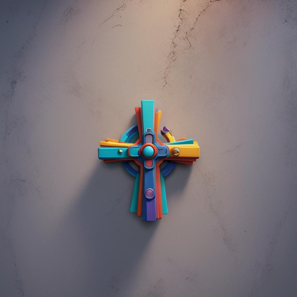 Radiant Cross in Pixar-Style 3D Digital Art