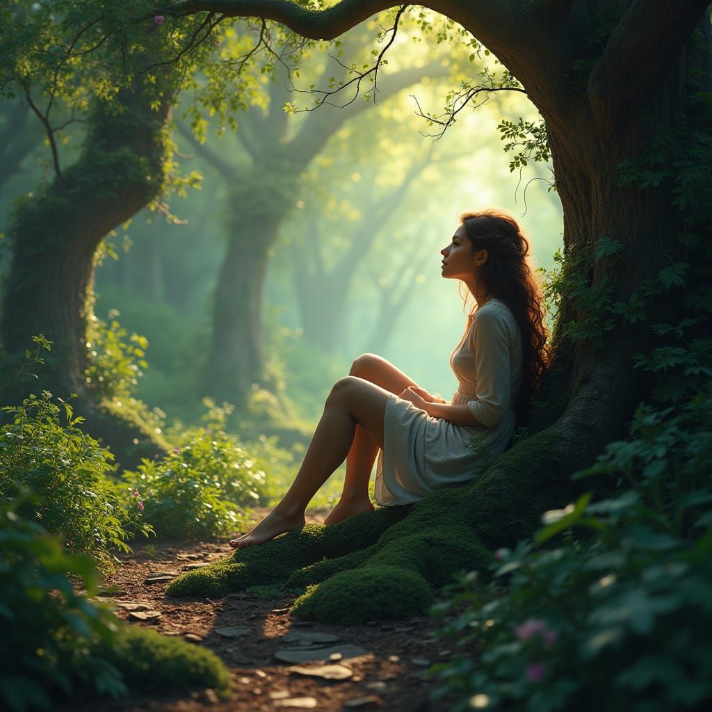 Mother Nature in Whimsical Forest: Matte Painting