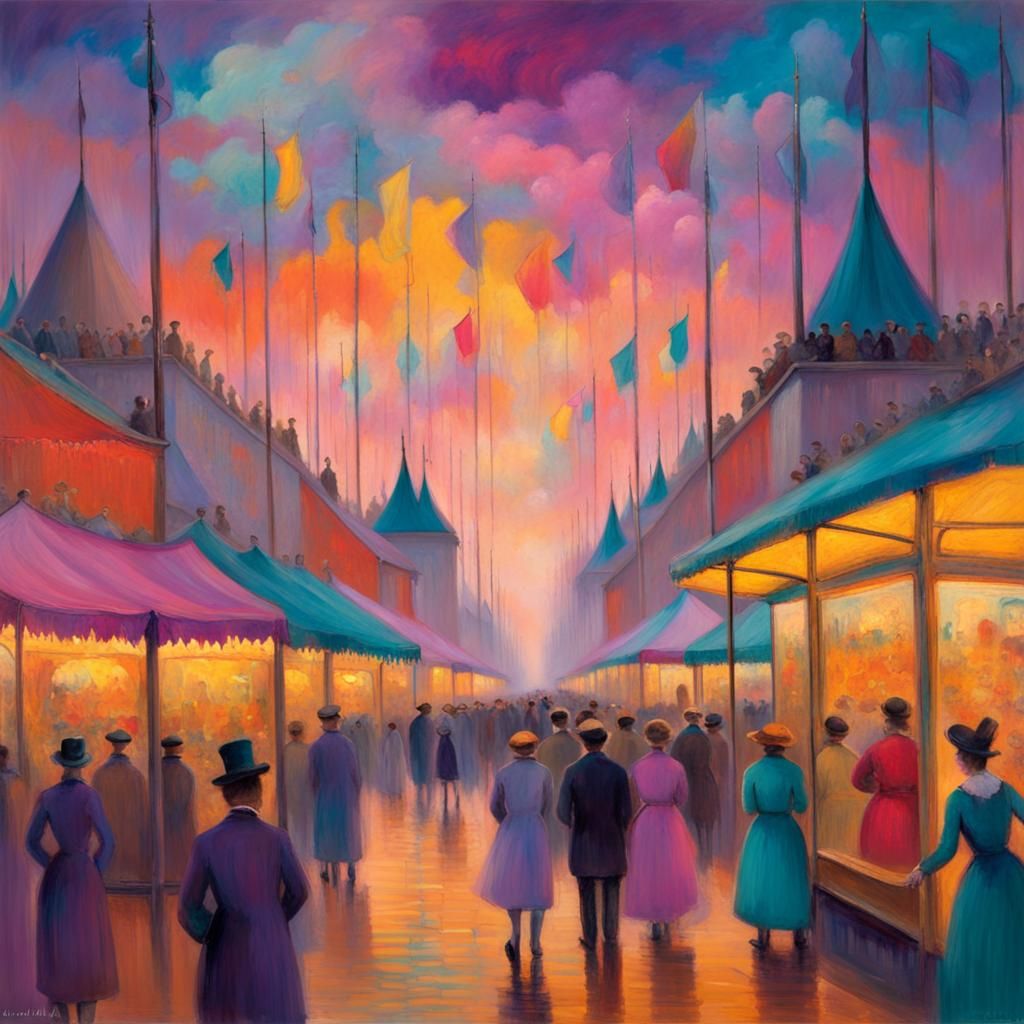 Dreamlike Carnival Scene in Impressionist Style