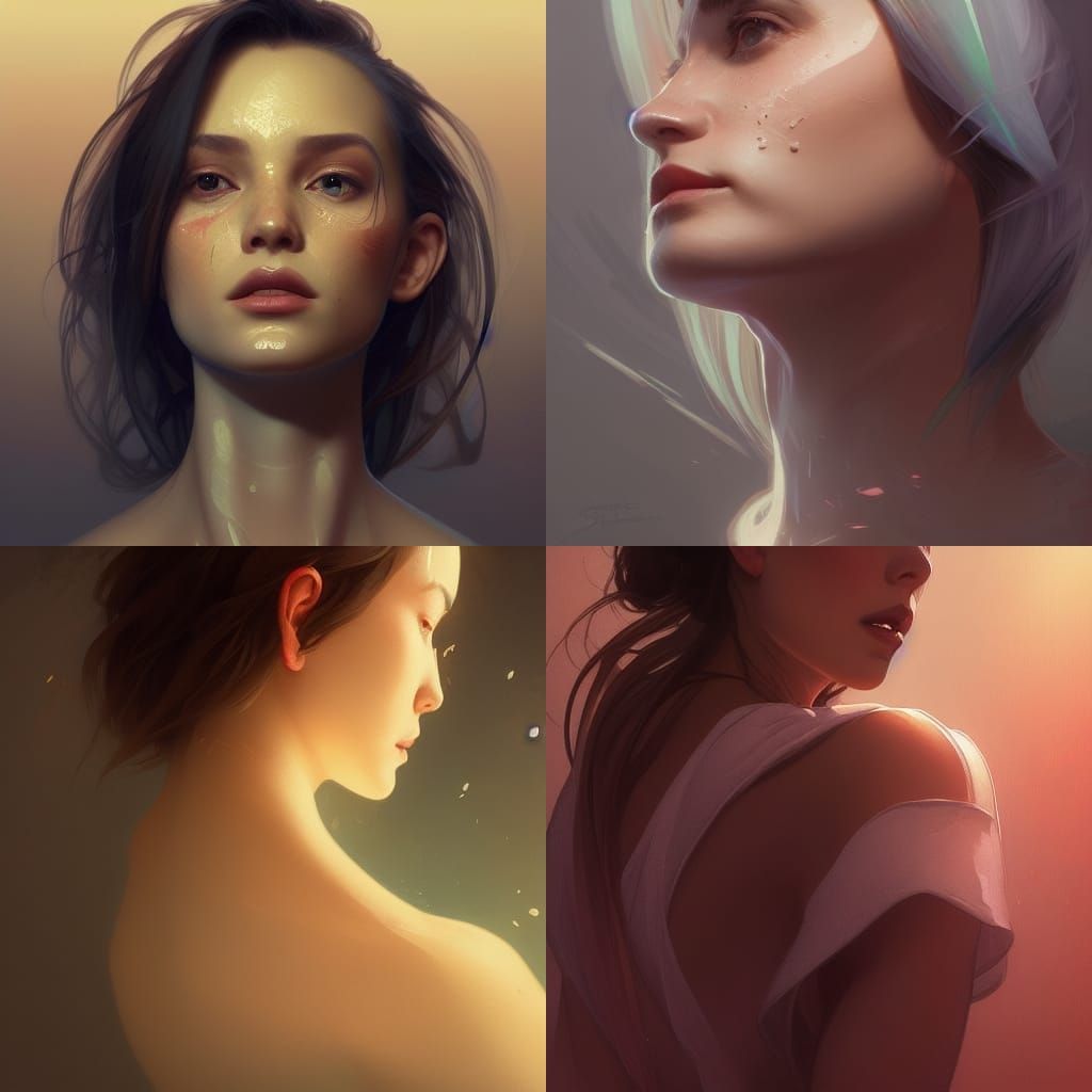 Detailed Portrait in Art Nouveau Style Lighting