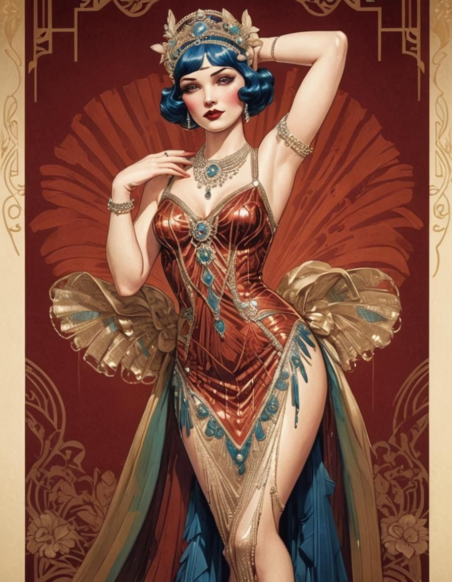 1920s Burlesque Star in Art Deco Style