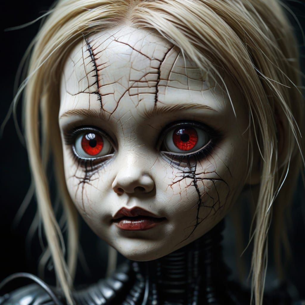 Sinister Doll in Dark Surrealist Style