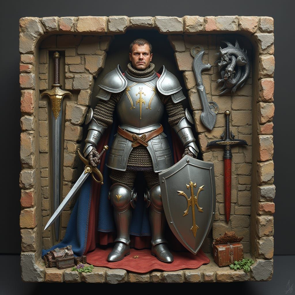 Medieval Knight Action Figure in Toy Box