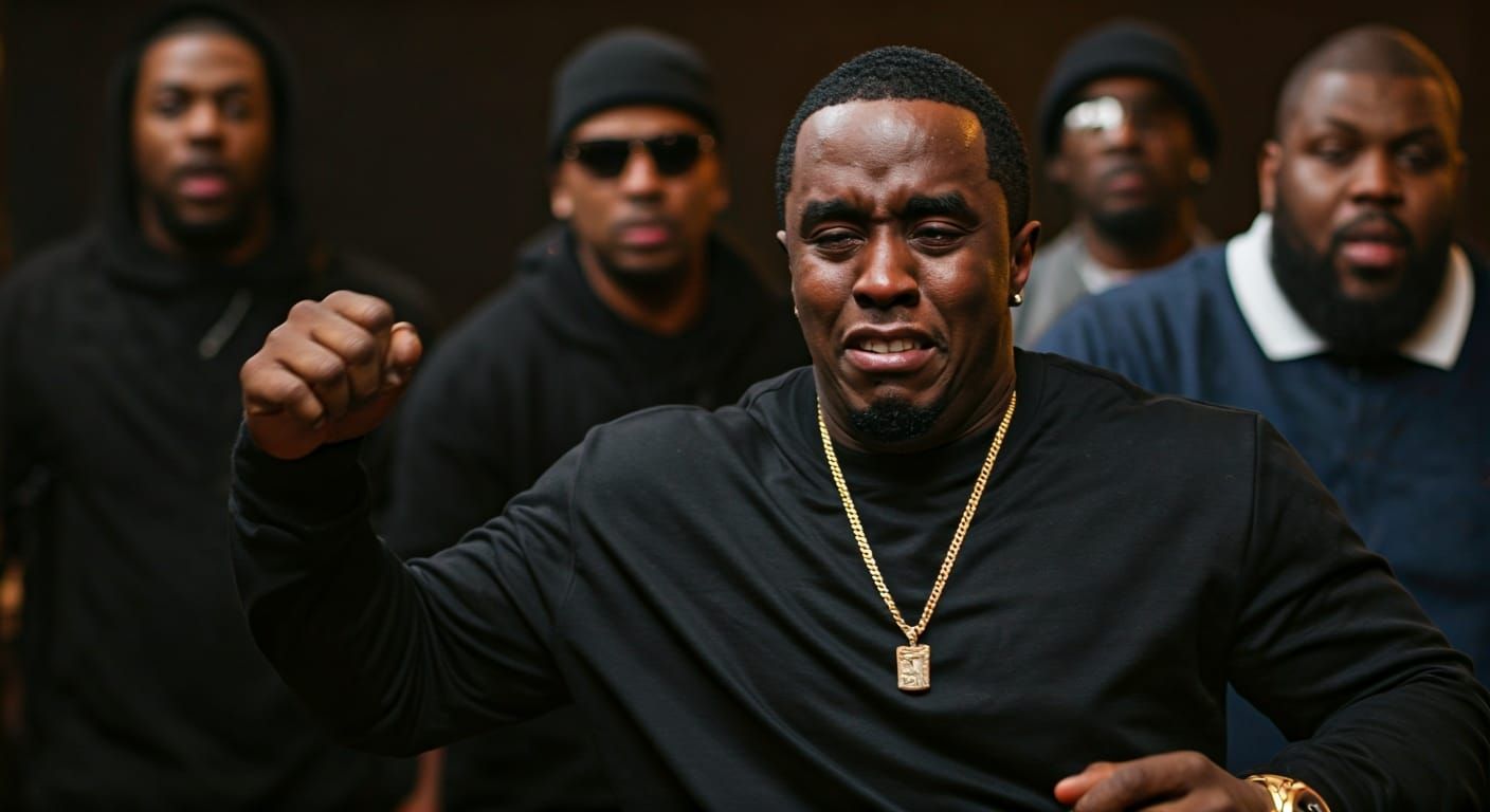 Man Crying and Running from Gangsters