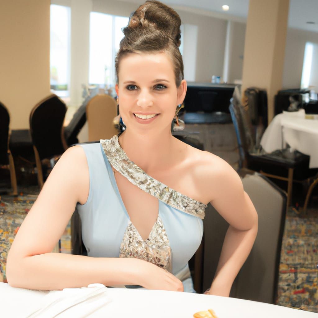 Woman with Blue Eyes at Restaurant Table