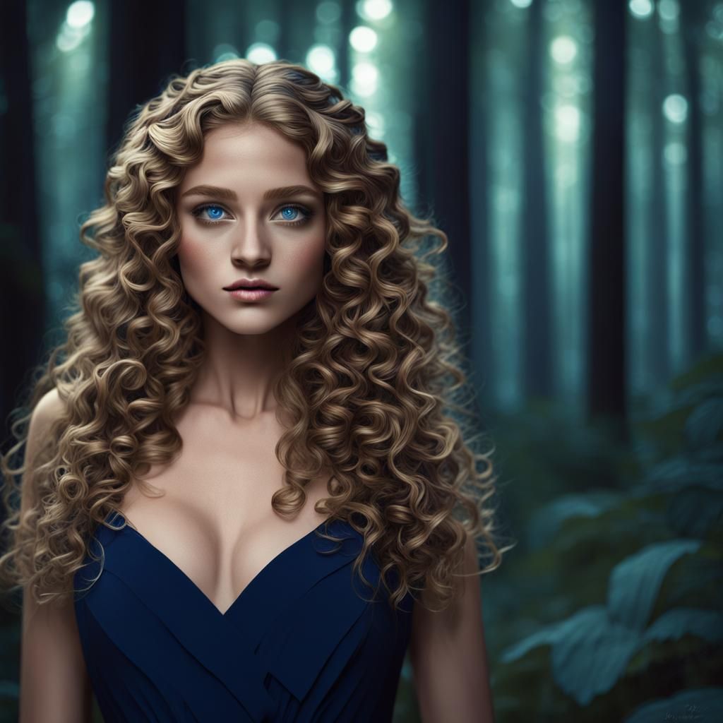 Beautiful Girl in Forest: Fantasy Concept Art