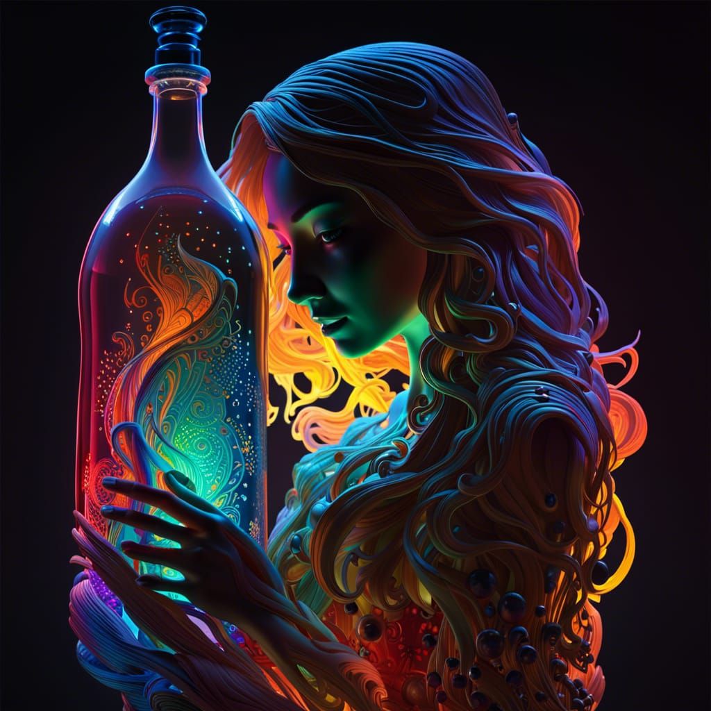 Luminous Lava Lamp with Trapped Silhouette