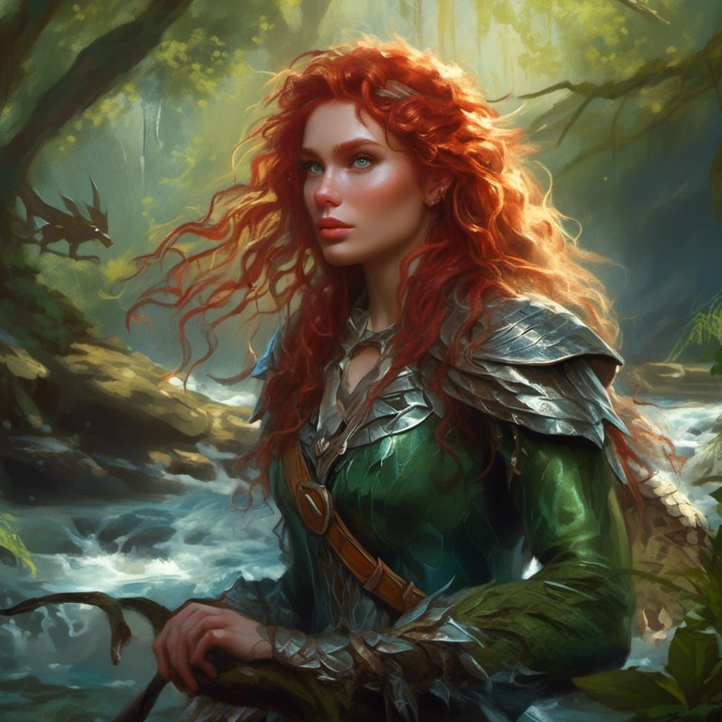 Elf Ranger on Lizard in Enchanted Forest