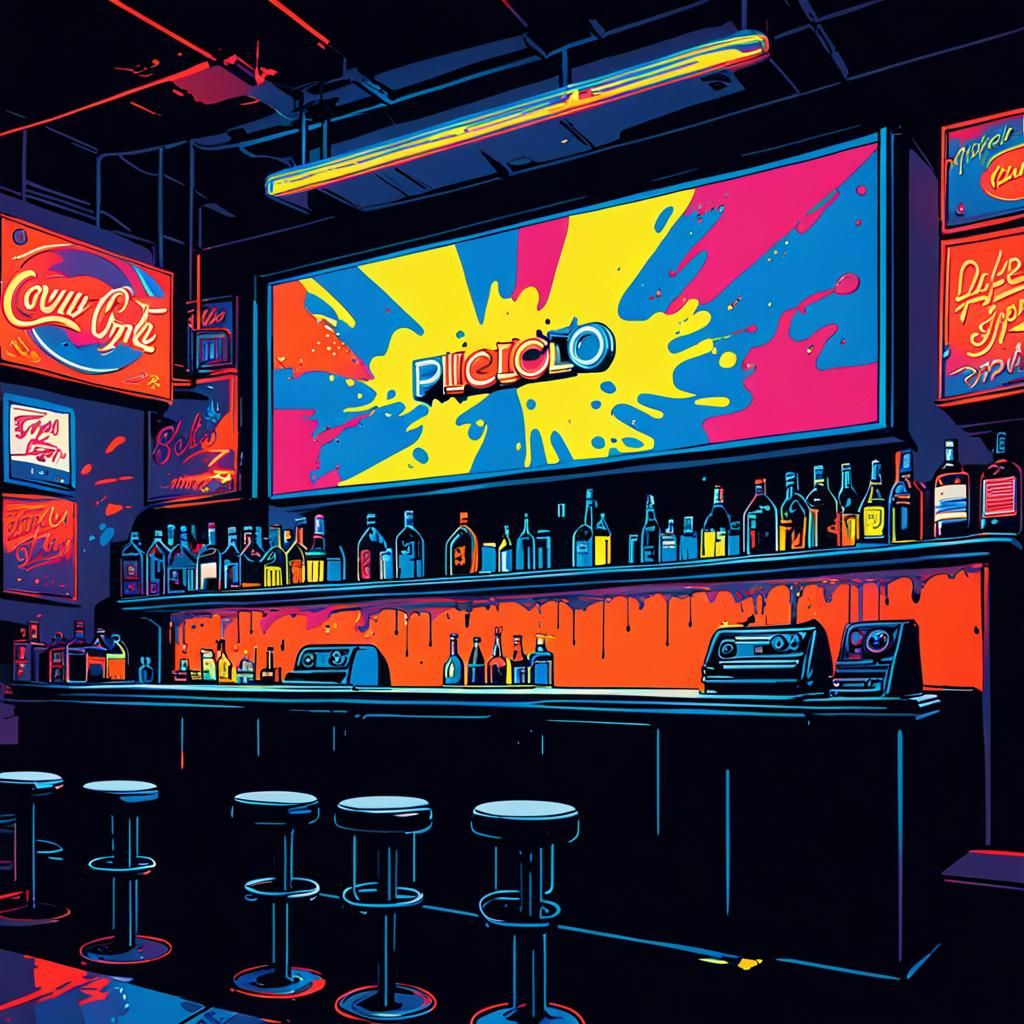 Nightclub Neon Sign in Pop Art Style