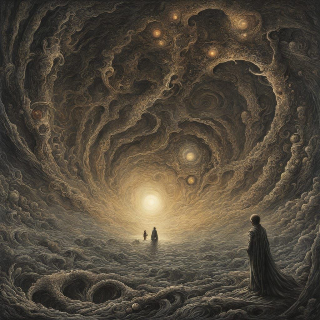 Cosmic Horror Scene in Muted, Earthy Tones