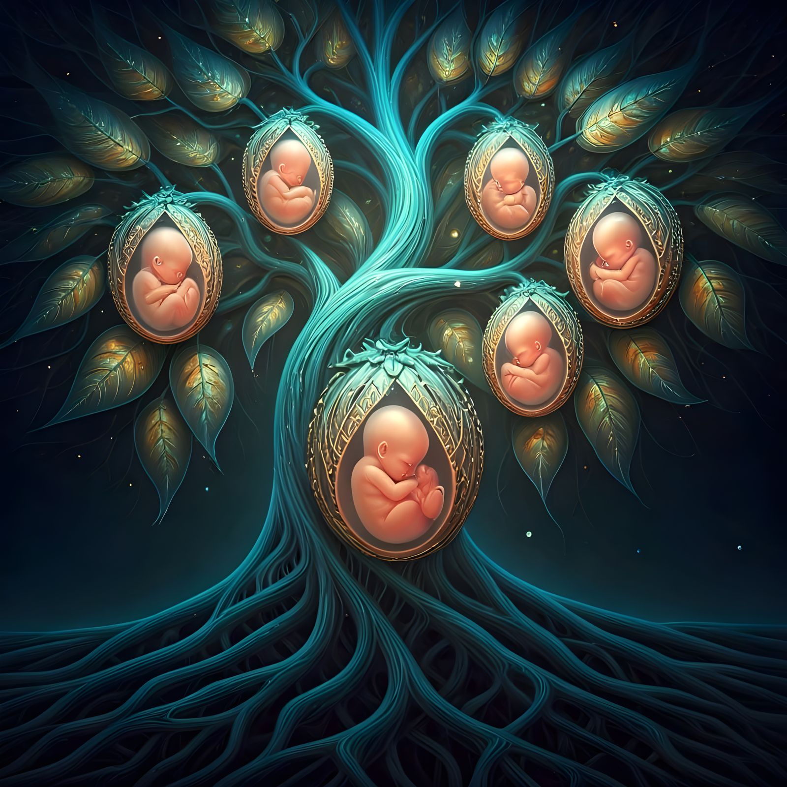 Tree of Life with Baby Fruits Blooming
