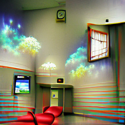 Sunlit Empty Waiting Room in Serene Style