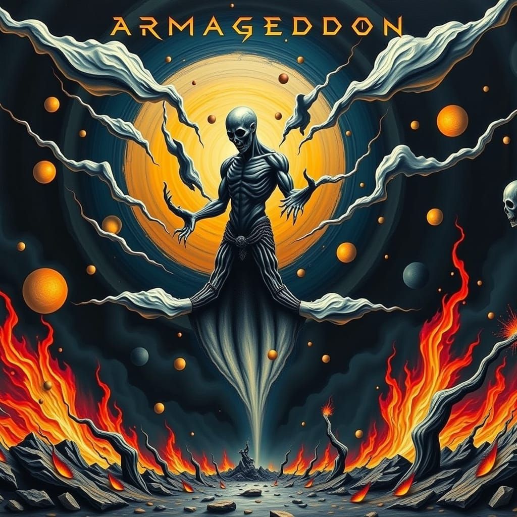 Armageddon Album Cover in Heavy Metal Style