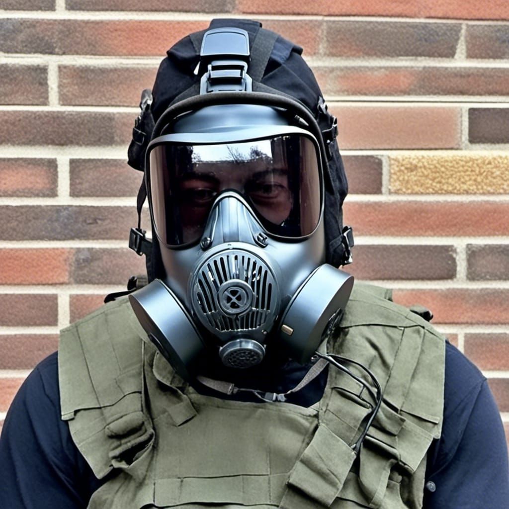 Gas Mask Juggernaut Portrait in Heavy Armor