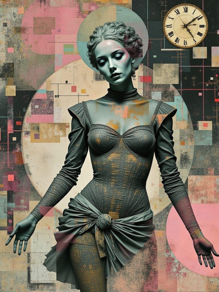 Fractured Memory Landscape in Art Deco Gothic Style