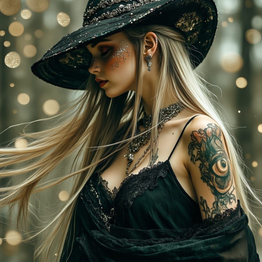 Elf Woman with Pierced Ears and Red Eyes in Digital Matte Pa...