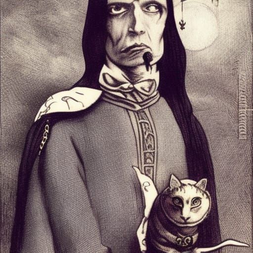 Vampire Lord with Kittens: Dark Fantasy Concept Art