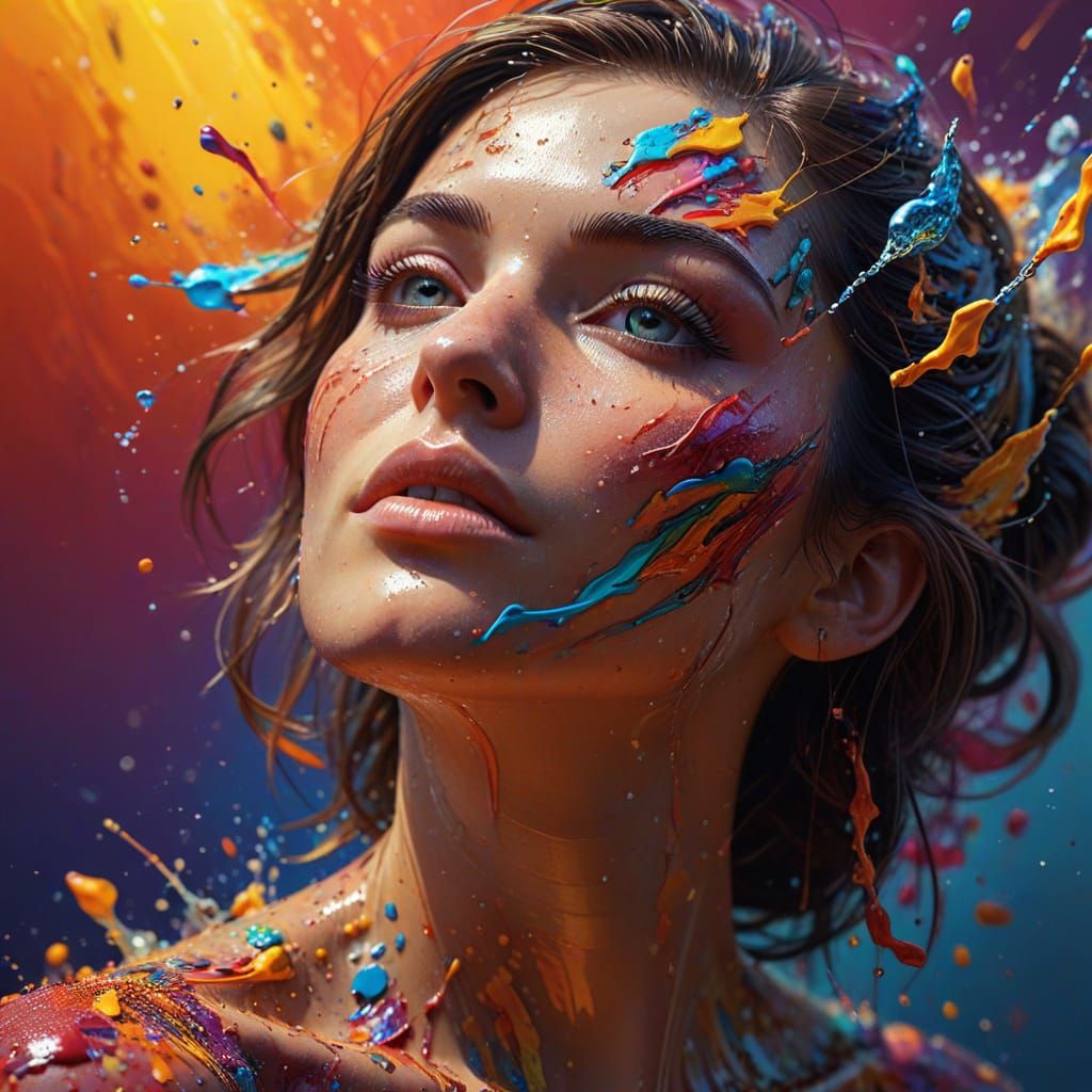 Hyperrealistic Abundance Portrait in Vibrant Colors