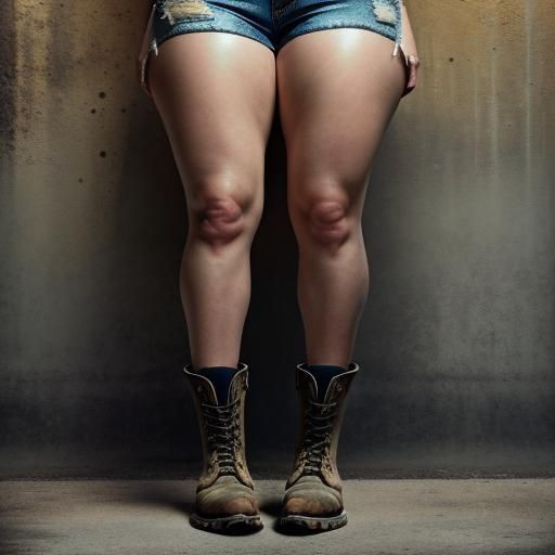 Curvy Woman on Concrete Wall in Hyperrealistic Digital Art