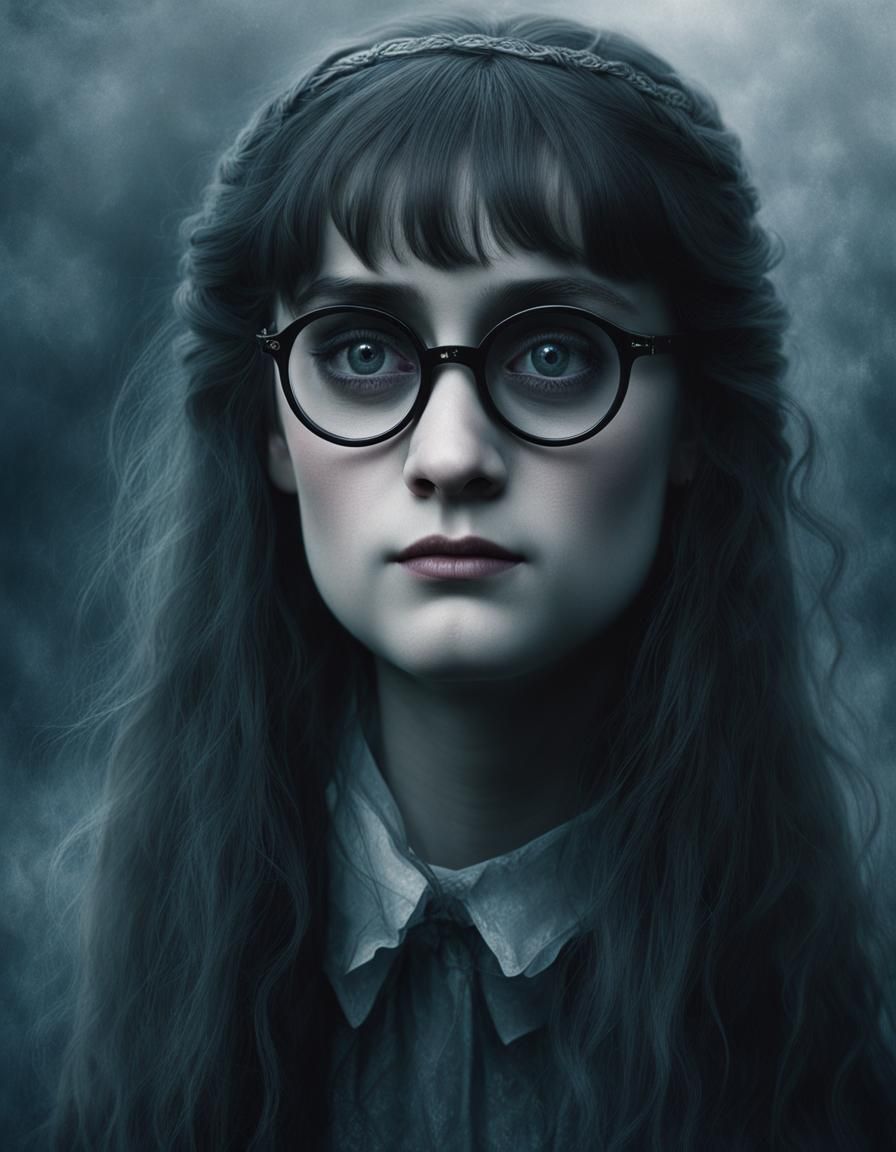 Moaning Myrtle in a Misty, Magical Setting
