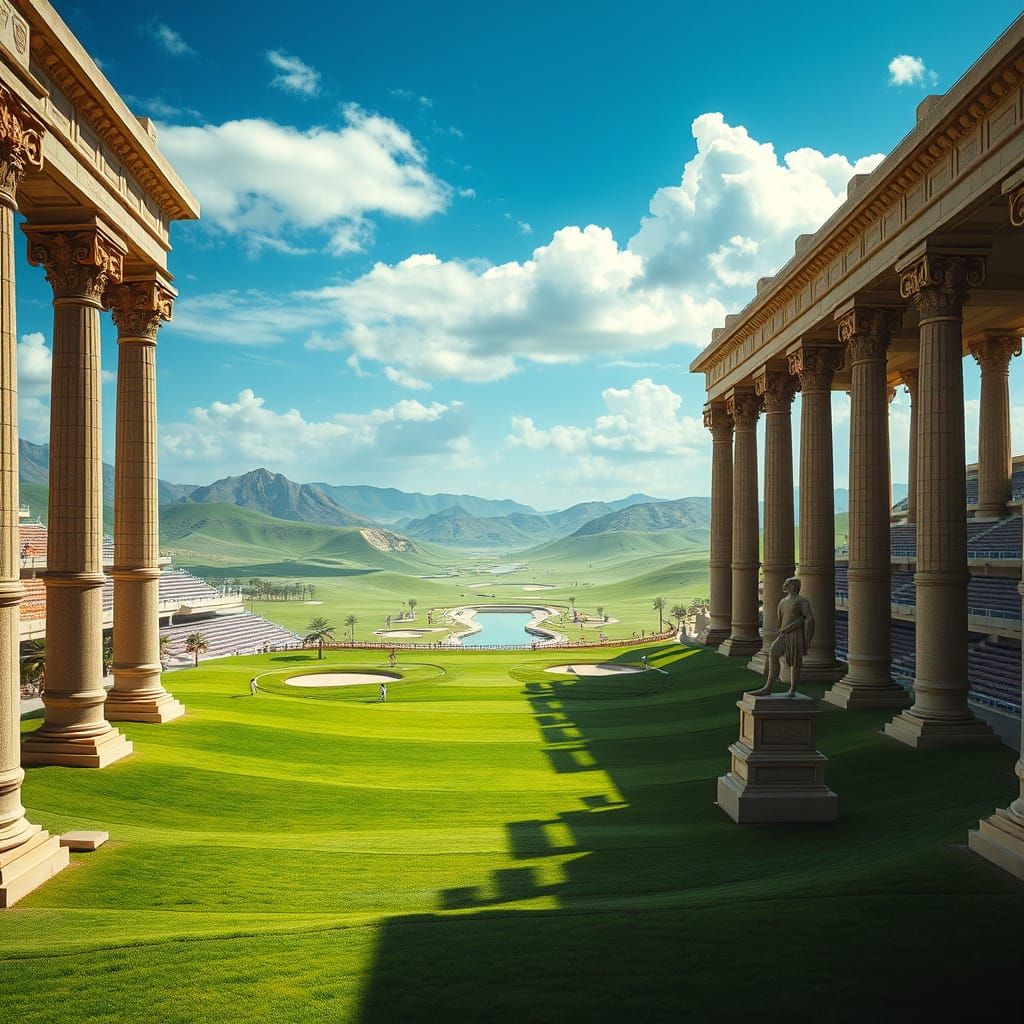 Future Golf Course in Ancient Architectural Style with Moder...
