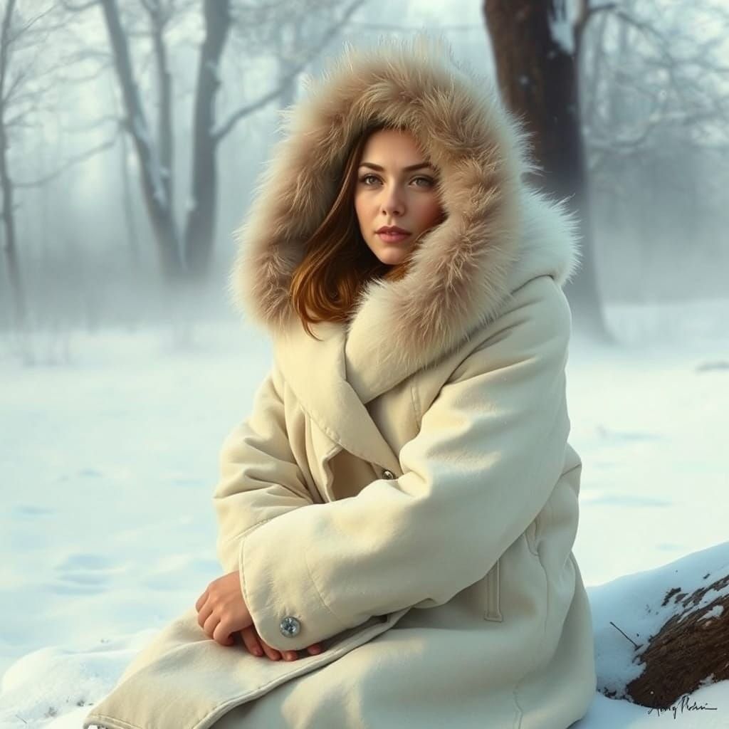 Serene Woman in Winter Wonderland