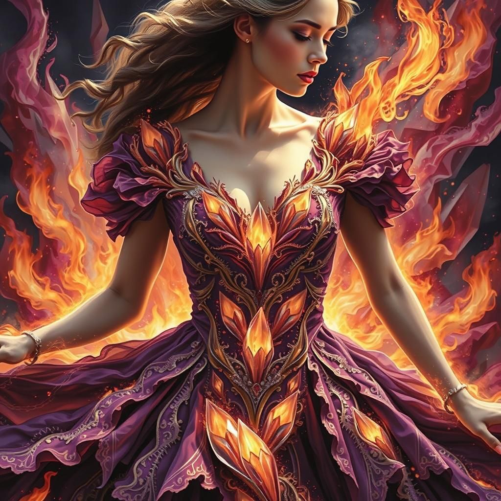Wine Fire Gown: A Mystical and Ethereal Vision