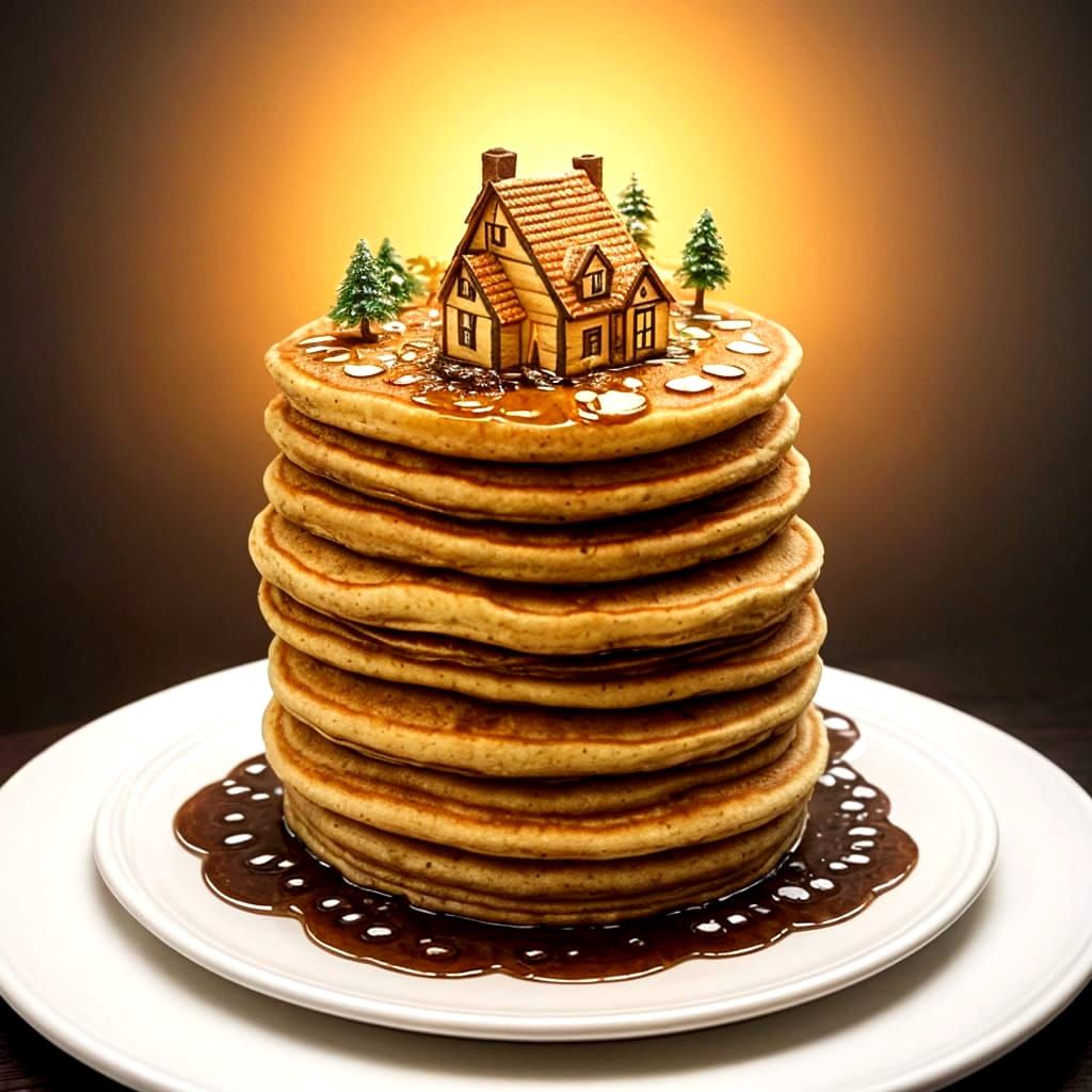 Fantastical Honeyed Pancake Castle in Mysterious Twilight