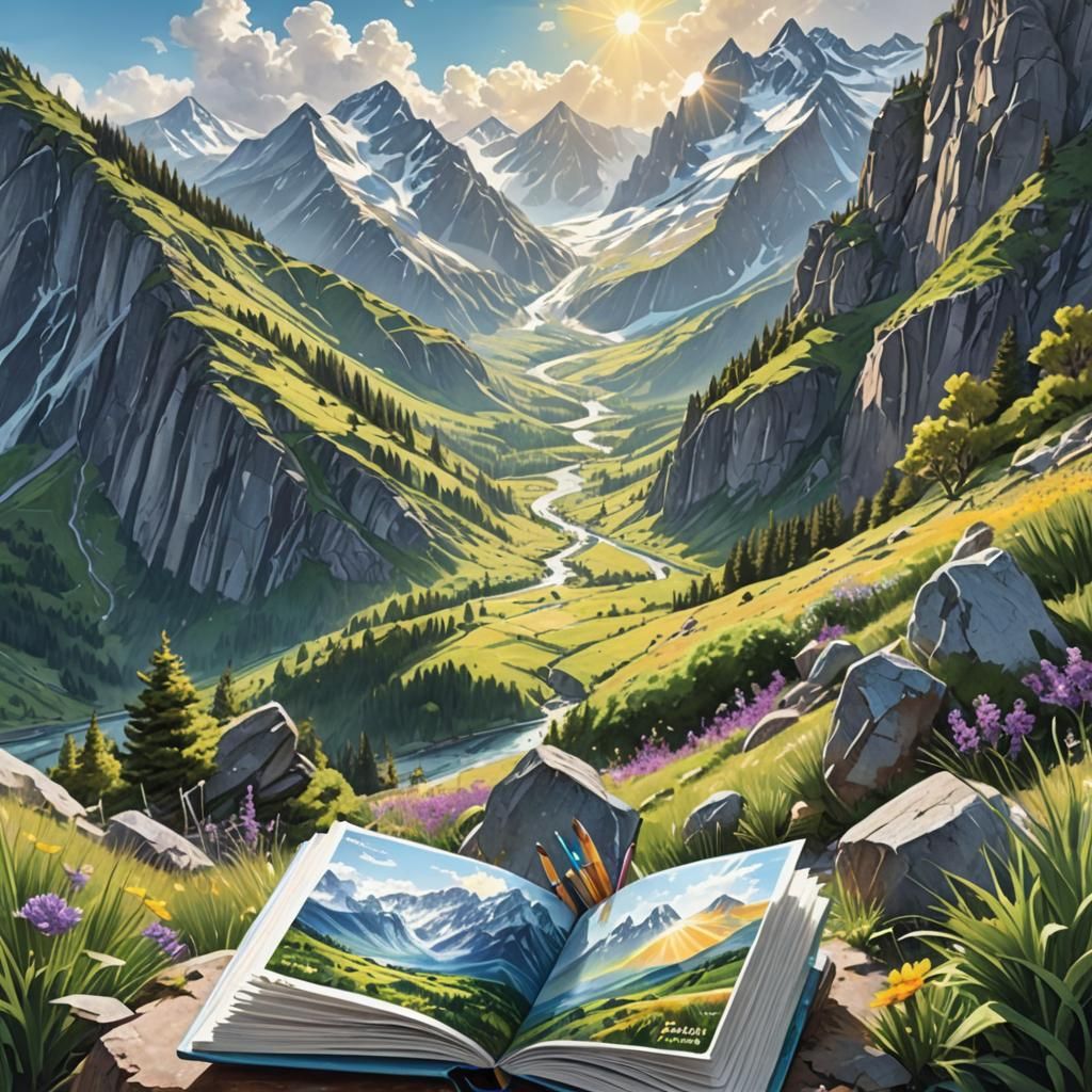 Summer Mountain Landscape Travel Magazine Cover